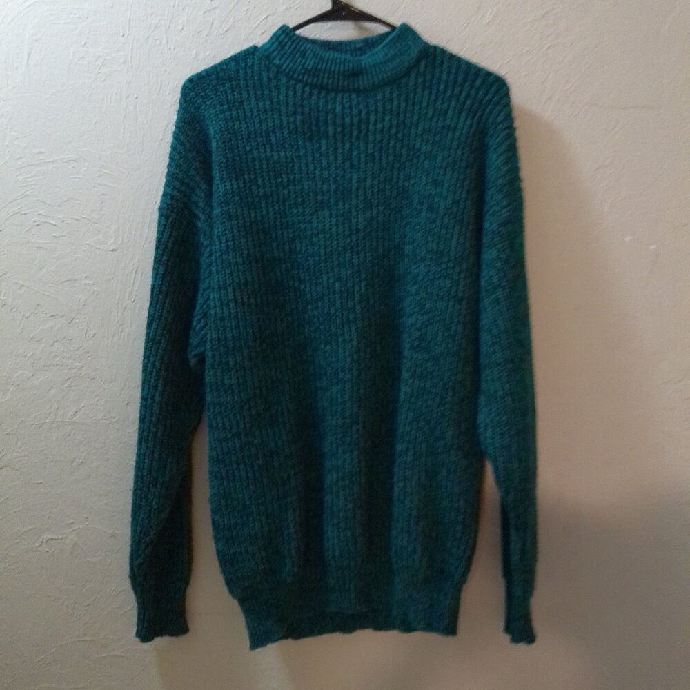 Playboy Special Edition Chunky Knit Mock-Neck Sweater – Green – Size L